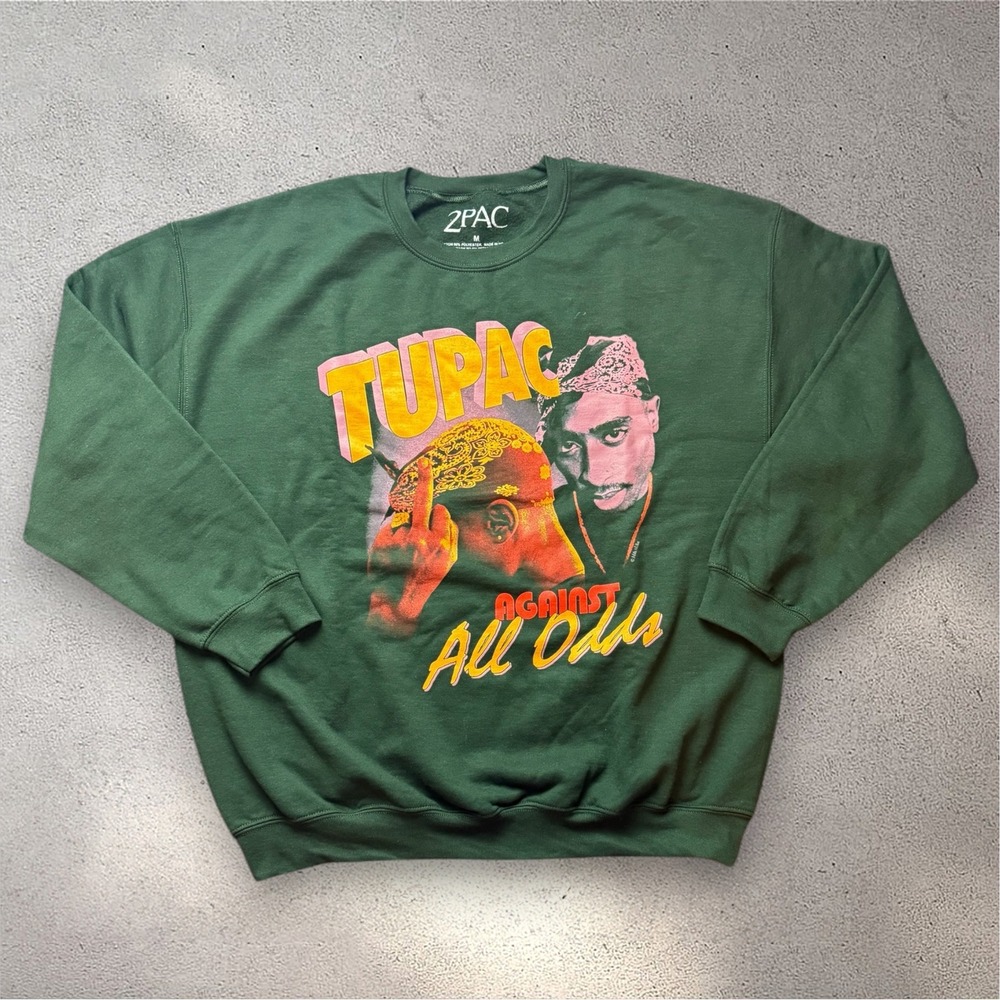 2Pac Against All Odds Graphic Sweatshirt Forest Green Mens Medium 31781915